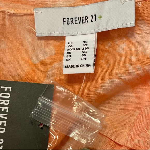 FOREVER 21 Tie Dye Collar Short Sleeve Woven Shirt in Orange - Picture 4 of 5